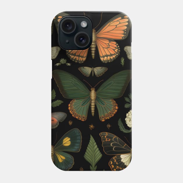 Mystical butterflies among flowers Phone Case by Elizabeth Aurora