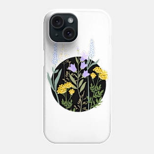 Wildflowers in a black circle Phone Case