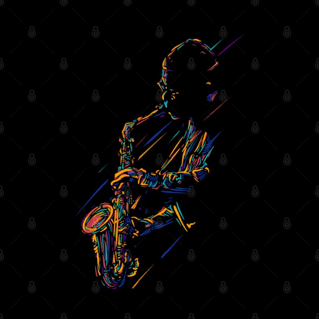 Saxophonist lineart by BAJAJU