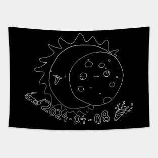 Total Solar Eclipse April 2024 Cute Sun & Moon Tapestry