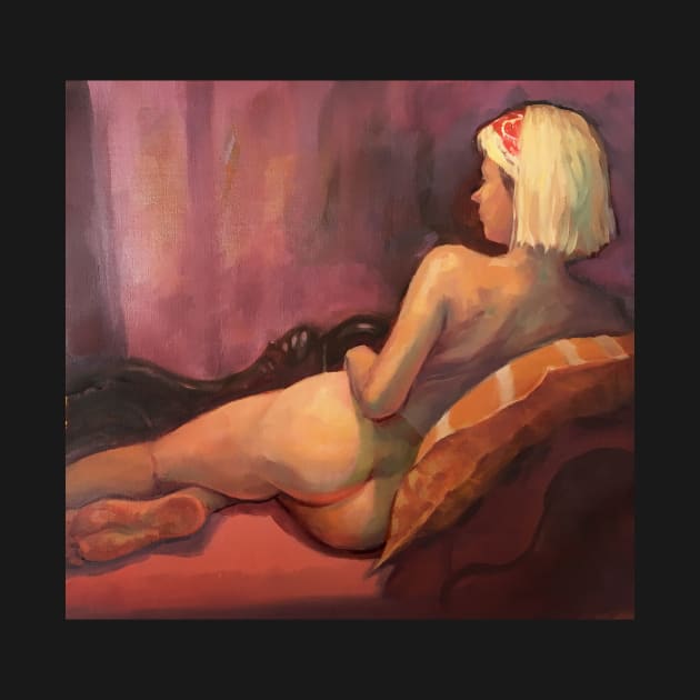 Nude on Chaise Longue ~ oil painting by rozmcq