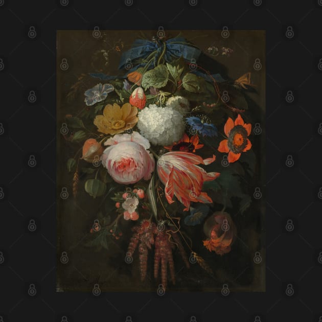 A Hanging Bouquet of Flowers - Abraham Mignon Painting by maxberube