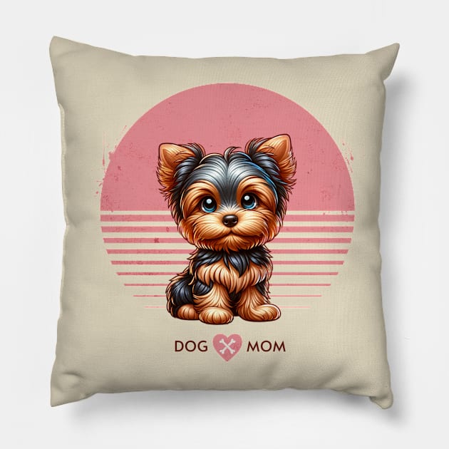 Yorkie Puppy | Proud Dog Mom Pillow by Pink & Pretty