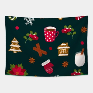 Christmas pattern drinks and аttributes Tapestry