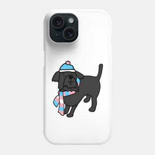 Cute Dog and Transgender Pride Flag Hat and Scarf Phone Case