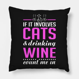 Cats and Drinking Wine Funny Pillow