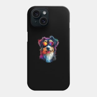 Colourful Cool Golden Doodle Dog with Sunglasses Phone Case