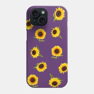 Sunflower Pack Pattern on Purple Phone Case