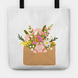 Meadow mail with tiny bunny flowers as gifts Tote