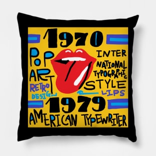 retro typographic style, rips Pillow