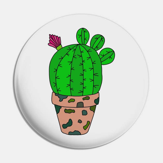 Cute Cactus Design #98: Time To Repot The Camouflage Cactus Pin by DreamCactus