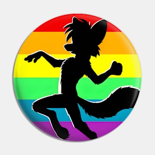 Rainbow LGBTQ Furry Pride Dancing Fox Fursona Pin
