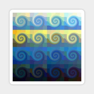 Abstract tiles and waves pattern Magnet