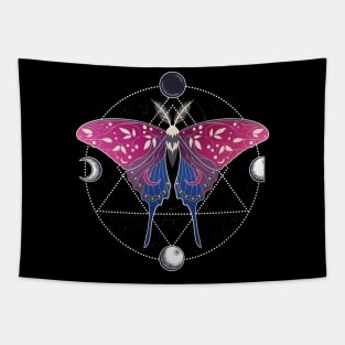 Bisexual Luna Moth Celestial Cottagecore LGBT Pride Flag Tapestry