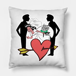 Passionate wedding dress and boys in profile Pillow