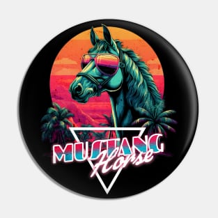 Retro Wave Miami Mustang Horse Design Pin