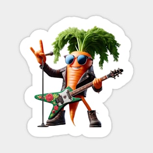 Rockstar Carrot with Guitar – Edgy Veggie Musician Sticker Magnet