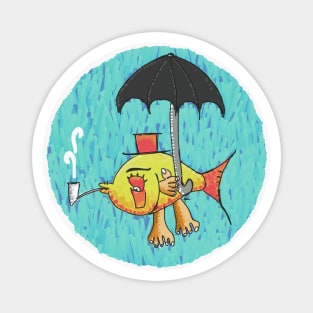 fish with umbrella Magnet