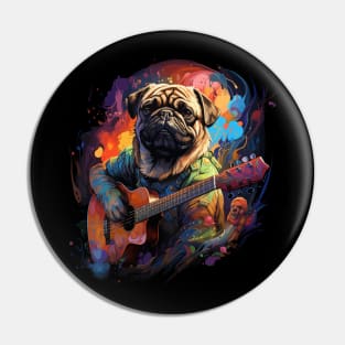 Pug Playing Guitar Pin