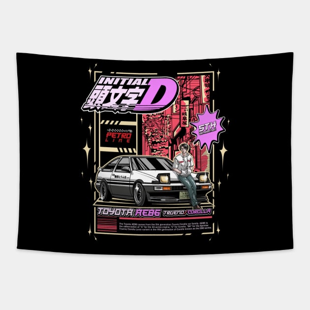 AE86 INITIAL D Tapestry by Neron Art