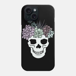 Pretty Aesthetic Skull Succulent Plant Head Phone Case