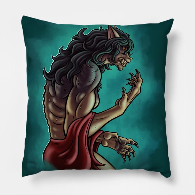 Crimson Dames - Orphan Shewolf Transformation - Art on front Pillow by Ciel of Studio-Aegis