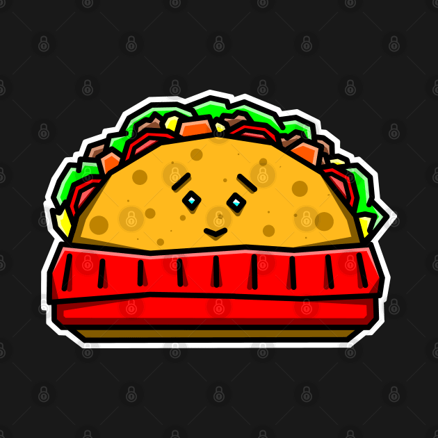 Cute Food - Tasty Little Taco in A Red Turtleneck Sweater - Mexican Food - Taco by Bleeding Red Paint