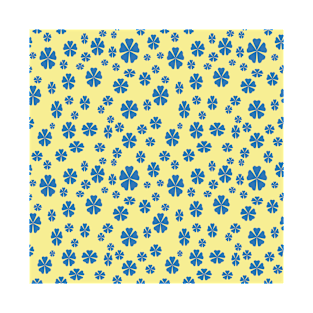 French blue florals yellow background repeating pattern T-Shirt