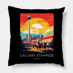 A Pop Art Travel Print of Calgary - Canada Pillow