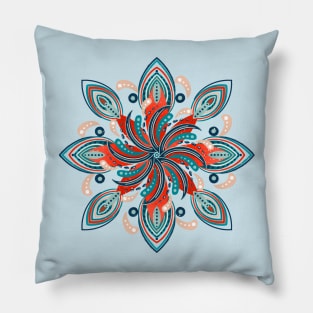 Red and blue surfer mandala Pillow