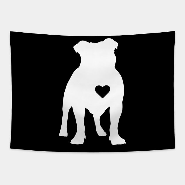 Bulldog Heart Silhouette Tapestry by LetsBeginDesigns