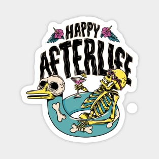 Happy Afterlife Pool Life Skeleton Summer Vibes Magnet