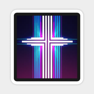 Synthwave stripes cross Magnet