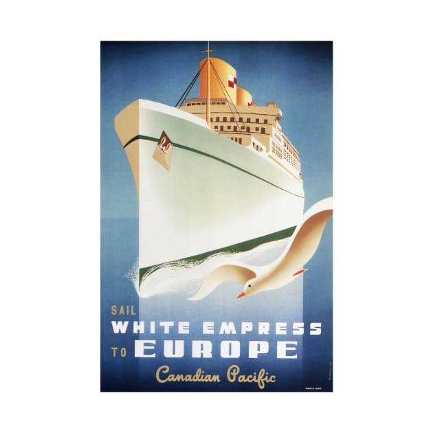 Sail White Empress to Europe Art Deco Advertisement Cruise Ship Vintage by vintageposters