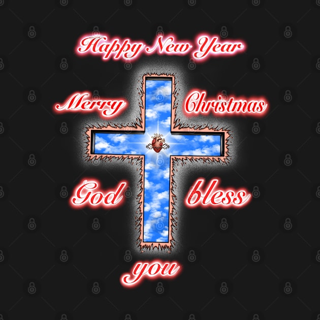 Jesus Christ cross merry Christmas and happy new year by Artardishop