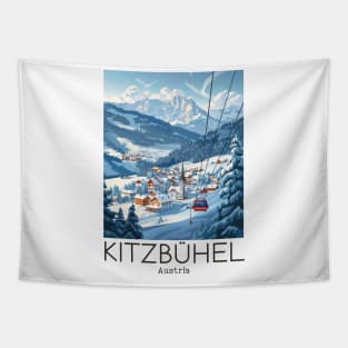 A Vintage Travel Illustration of Kitzbühel - Austria Tapestry
