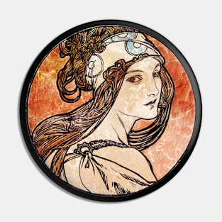 Pretty Art Nouveau Girl Pin