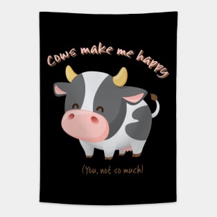 Cute Kawaii Cow with Funny Sarcastic Saying Tapestry