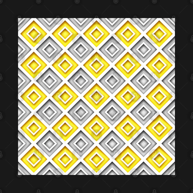 Yellow and Gray Diamond Rhombic Pattern by lissantee