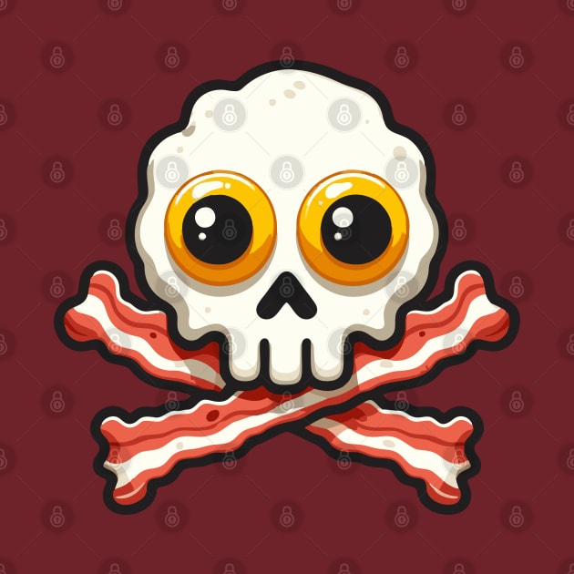 Bacon and Eggs Skull - Jolly Roger by DavesTees