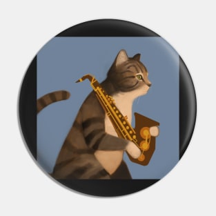 Musical Cat with Saxophone Pin