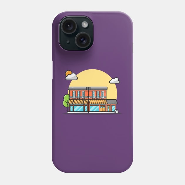 Street Café Building Cartoon Vector Icon Illustration (2) Phone Case by Catalyst Labs