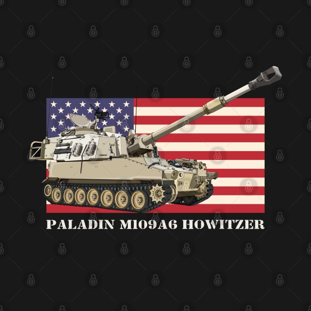 M109 A6 Paladin Howitzer Diagram American Flag Gifts by Battlefields