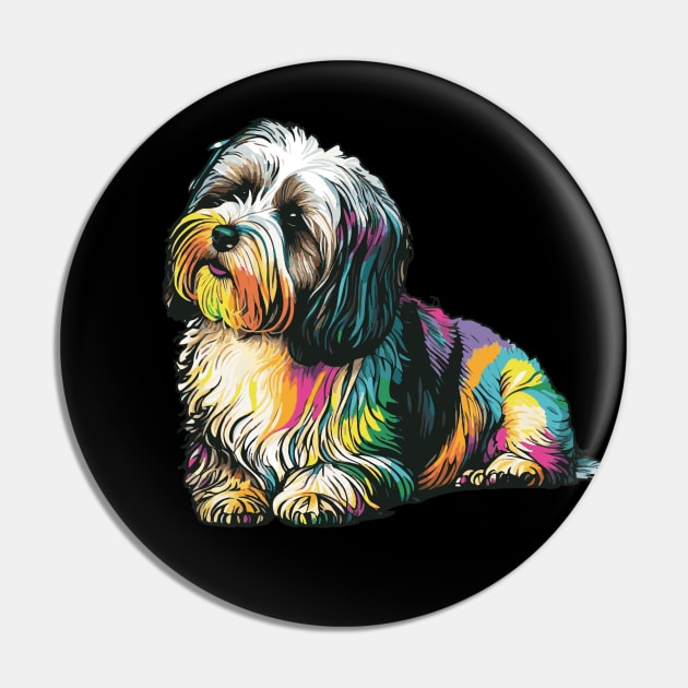 Havanese Dog Art Pin by The Image Wizard