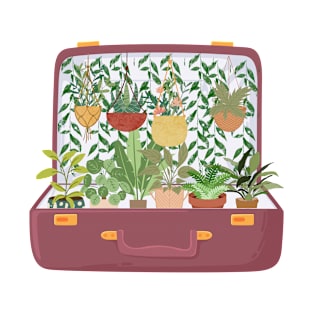 Pink suitcase with plants T-Shirt