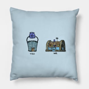 chum bucket vs krusty krab old and washed Pillow