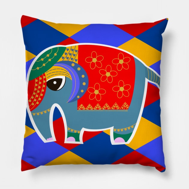 Colorful Elephant Pillow by EV Visuals