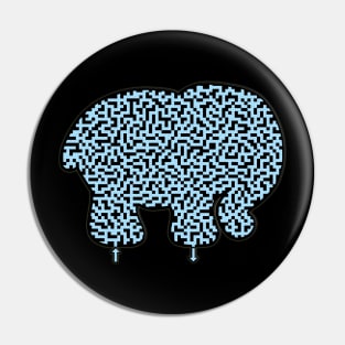 Elephant Shaped Blue Maze & Labyrinth T-Shirt Pin