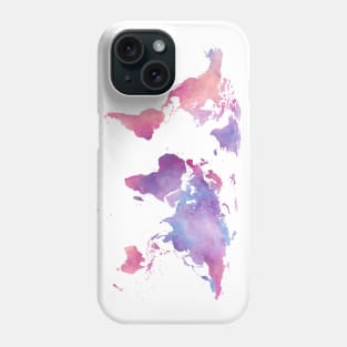 Pastel Watercolour World Map - Dream Explore Discover Phone Case