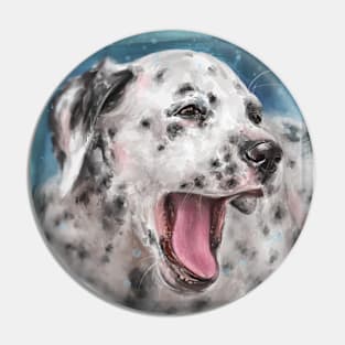 Painting of a Gorgeous Dalmatian Yawning Pin